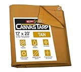 Mytee Products 12' x 20' Tan Canvas Tarp 12oz Heavy Duty Water Resistant