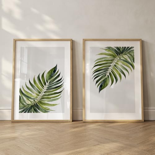 Image of COLOSSAL ART HOUSE Set of 2 botanical wall art paintings for living room & wall painting for bedroom wall decor - (10x13 Inch framed poster, Paintings for home decor)