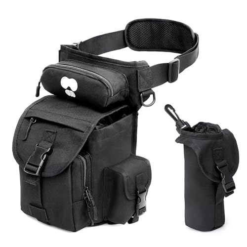 Drop Leg Tactical Bag with Insulated Bottle Pouch - Adjustable Shoulder Strap for Men Women Parents Hiking Biking Travel Photography - Weather-Resistant Outdoor Gear with Multiple Compartments