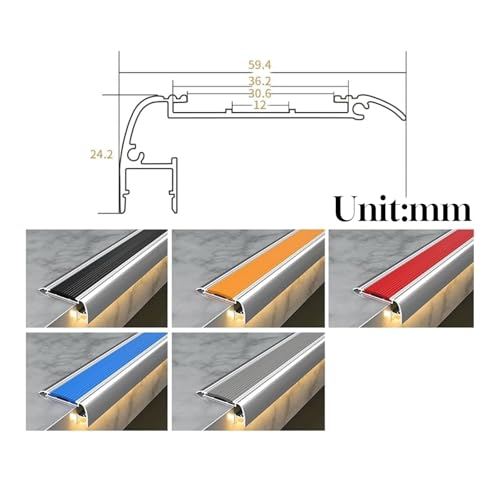 Protector de borde de escalera de aluminio verde en forma de L de 1,2 metros para suelos 6