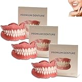 Zahnprothesen, Premium-Zahnprothesen, weiches und sicheres formbares Kunstgebiss-Set, Snap-On-Veneers-Zähne, Silikon-Unterfütterungsset für Männer und Frauen (3pcs)