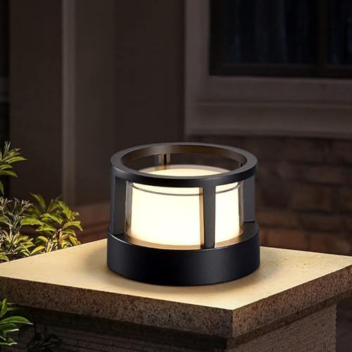 Lampe de poteau de jardin cylindrique luminaire extérieur étanche en aluminium et acrylique moderne