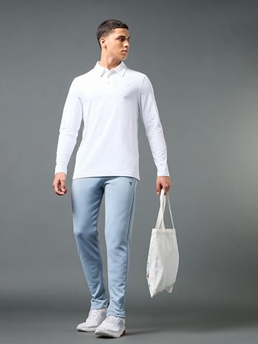 Image of TECHNOSPORT Mens Slim Fit Solid Full Sleeve Cotflex Polo T-Shirt for Regular and Casual Uses