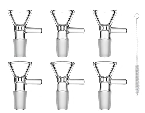 14mm Glass Funnel with Handle 6 Pack Heat-Resistant Borosilicate Glass Funnels for Liquid Transfer Essential Oils Kitchen & Lab Use Includes Cleaning Brush