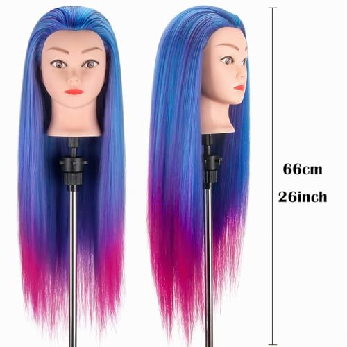 Cabeza peluquería TopDirect 26 pulgadas con pelo de colores soporte y accesorios 2