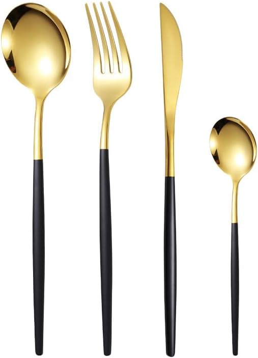 Silverware Flatware Set, 24-piece Portuguese Stainless Steel Cutlery Steak Knife, Fork And Spoon Color Box Set(Silver)