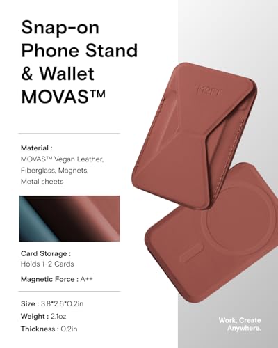 Image of MOFT Magnetic Wallet Stand Compatible with iPhone 16 /15 /14 /13 /12 Series, Angle Adjustment & MOVAS Phone Stand,Light Sienna Brown