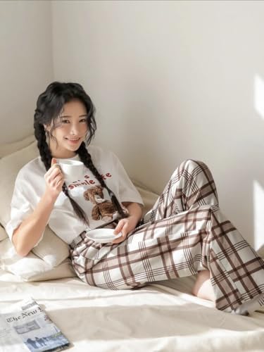 Image of KSHS Printed Round Neck Short Sleeve Nightsuit Set | Pajama Set | Casual Night Dress for Women