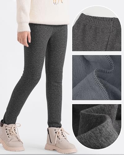 Girls Fleece Lined Leggings Thick Winter Warm Cotton Pants Thermal Tights for Kids3