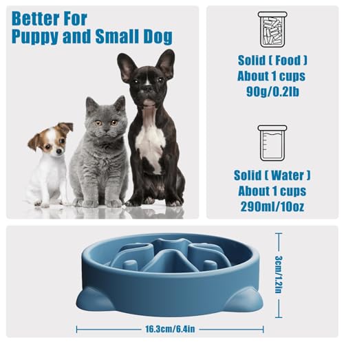 Slow Feeder Dog Bowls Small Breed, Dog Food Bowl Small Dog Anti-Choking Bloat Stop Puzzle Healthy Eating Bowl (Blue, 1 Cup) Slow Feeder Dog Bowls Small Breed, Dog Food Bowl Small Dog Anti-Choking Bloat Stop Puzzle Healthy Eating Bowl (Blue, 1 Cup)