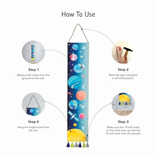 Image of ZOOKEEPER Height Chart for Kids (19 inch-72 inch) Premium Tim The Traveller Durable Cotton Wall Hanging Growth Measuring Ruler for Baby Room, Nursery and Playroom Cute Home Wall Decor and Perfect Gift for Boys and Girls