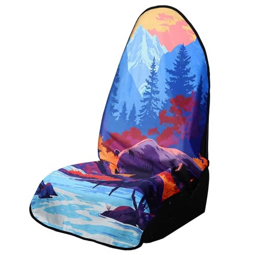 Image of Universal Car Seat Cover with Non-Slip Back - Portable Auto Seat Cushion Fit for Cars Truck SUV Seats - Waterproof Carseat Protector Great for Dog or Kid Outdoor Sport Activities(Bear & Eagle)