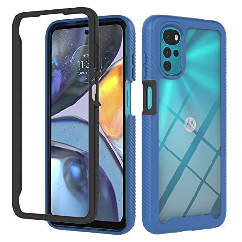 RMSOL Coque pour Motorola Moto G22 / Moto E32, Etui Transparente Antichoc Rigide PC + TPU Silicone Bumper Case Full Body Protection Integrale Housse Etui pour Telephone Moto G22 / Moto E32 - Bleu Cover