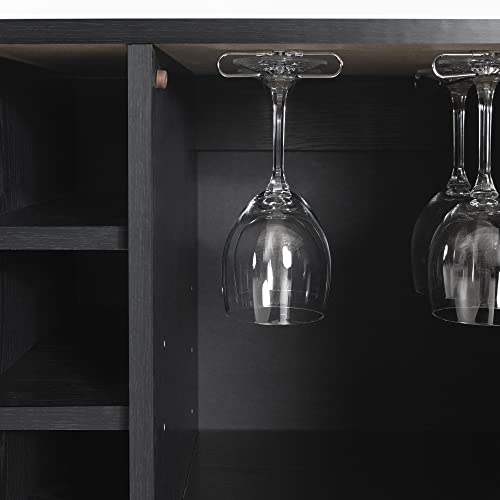 South Shore Bar Cabinet With Bottle And Glass Storage, Black Oak #TOP5