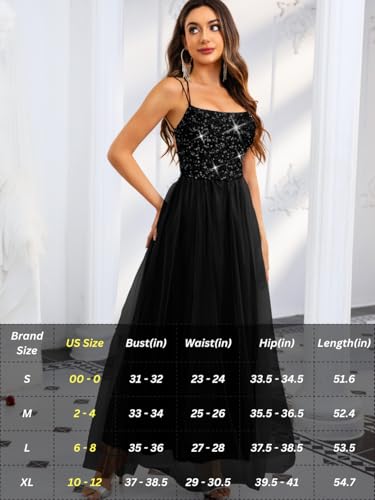 Image of ShawGobow Tulle Prom Dress with Slit,Sequin Backless Long Flowy Dresses for Women,Sexy Sparkly Outfits Homecoming Wedding