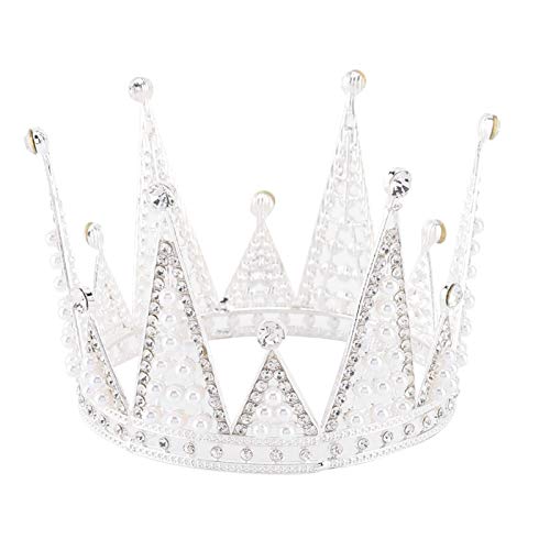 Lsaardth Mini Couronne de gâteau, Couronne d'argent Reine d'anniversaire et Couronne de Princesse Strass Couronne diadèmes couronnes pour Femmes et Filles décoration de gâteau