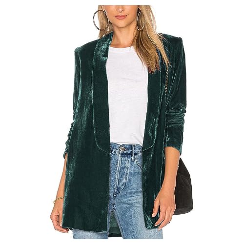 Blazer De Mujer Blazer Golden Velvet Blazers Retro Cardigan Suelto De Traje Sólido Sin Botones