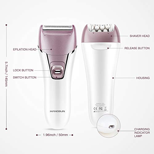 Hangsun Epilator for Women F270 Wet and Dry Hair Removal Kit, 2 in 1 Cordless Lady Shaver Rechargeable Epilator for Women Skin Care
