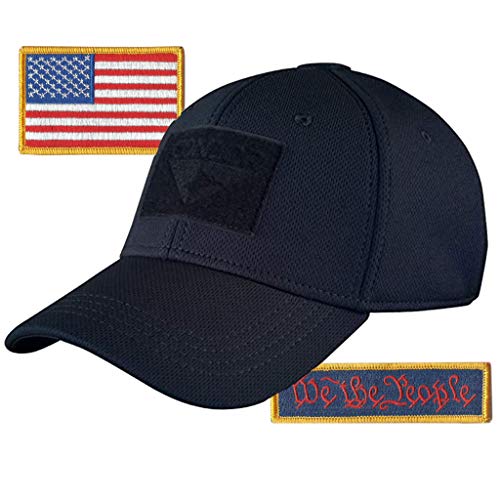 Condor Fitted Tactical Cap Bundle - We The People & USA Patches - Choose Size