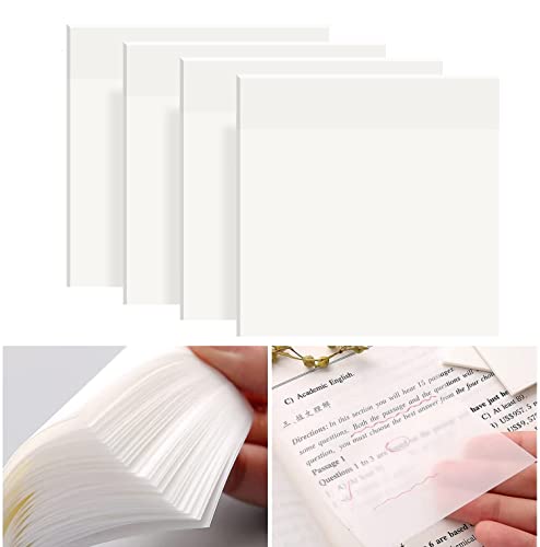 Notes Adhésives Transparentes, 200 pièces Transparent Post It Notes, Notes Autocollantes Blanches, Papier Autocollant Réutilisable Imperméable, 76x76 mm(200 pièces) Cover