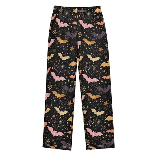 Colored Bats Stars Night Pajama Pants Long Track Pants Sweatpants Athletic for 6-14 Years