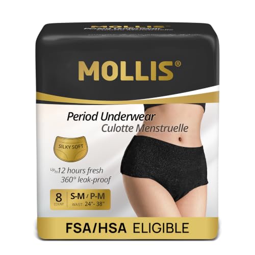 Image of MOLLIS Disposable Period Underwear, Postpartum Panties, S /M, Black, 8Ct