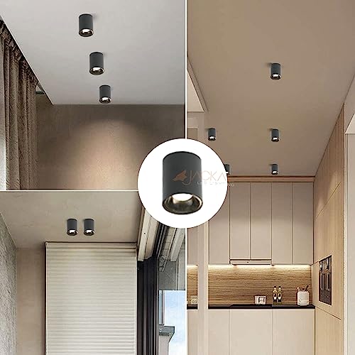 Image of JACKAL LED 20 Watts Natural White Round Surface Light Cylindrical Shape Indoor Ceiling Mounted Spot Light Cob Down Light Aluminium Body - Black Reflector