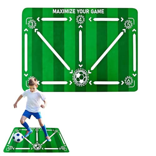 BRTNUP Tapete de entrenamiento de fútbol, antideslizante, tapete de entrenamiento de fútbol para niños y adultos (verde, 40 x 60 cm)