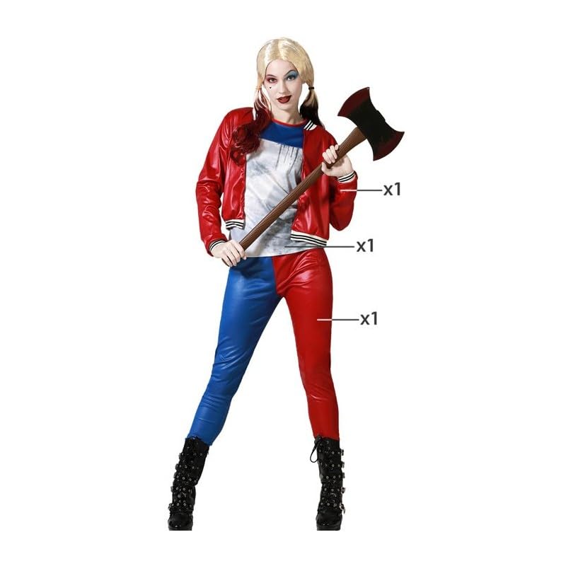 Atosa Costume Arlecchino Rosso E Blu Donna Carnevale E Halloween Set Appariscente e Festivo Per Distinguersi E Divertimento
