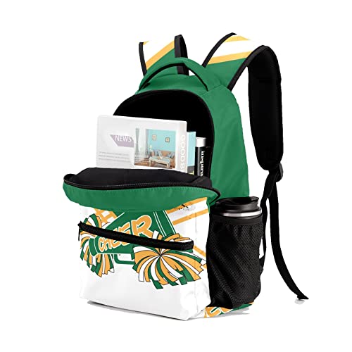 Cheerleader Green White Yellow Backpack Personalized Waterproof Casual Daypack Gift for Holiday Birthday3
