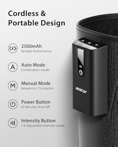 Image of CINCOM Cordless Leg Massager with Air Compression, Calf Massager for Circulation and Pain Relief with 6 Intensity Levels, Rechargeable Portable Leg Compression Machine for Daily Leg Relief