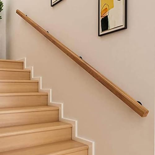GOUZIBHD Pasamanos de Escalera Madera, Barandilla Antideslizante, Barandilla Loft Villa Casera, Kit Completo Barandillas, Baranda Seguridad para Niños Mayores, Barra de Apoyo Industrial(Size:50cm)