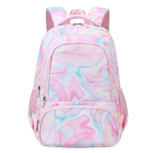 abshoo Marble Lightweight Girls Backpack For School Kids Elementary Kindergarten Bookbag School Bags (Marble Pink-A)