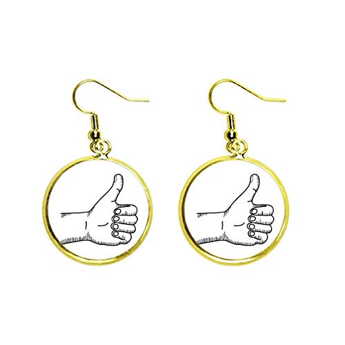 Pendientes dorados de gota con dibujo de alabanza y gesto lineal minimalista para mujer