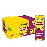 Lipton Ice Tea Tropical, Thé Glacé aux Fruits Exotiques, Mangue et Fruit de la Passion, Canette 33cl, Pack de 24