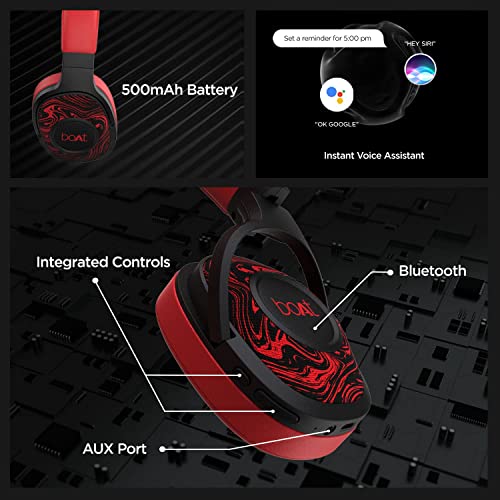 Image of Boat Rockerz 558 Bluetooth Wireless Over Ear Headphones with Mic Upto 20 Hours Playback, 50MM Drivers, Soft Padded Ear Cushions and Physical Noise Isolation (Red)