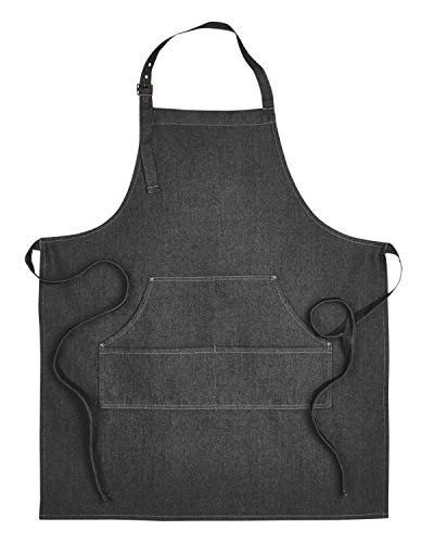 Artisan Collection by Reprime Unisex Jeans Stitch Denim Bib Apron OS BLACK DENIM
