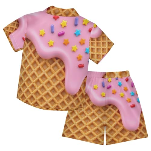 Image of Boccsty Ice Cream Drip Boy Summer Shorts Sets Hawaiian Toddler Boys T-Shirt & Pants 2 Pcs 3T-10T