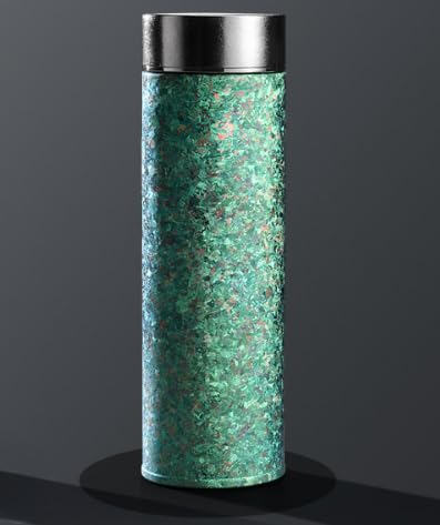 チタン ボトル 水筒 魔法瓶 茶漉し付き 真空断熱 保温 保冷 スポーツ飲料対応 チタン製 二重構造 丈夫 軽量 コンパクト 持ち運び便利 アウトドア キャンプ用 ウォーターカップ (21.5*6.7cm,グリーンです)