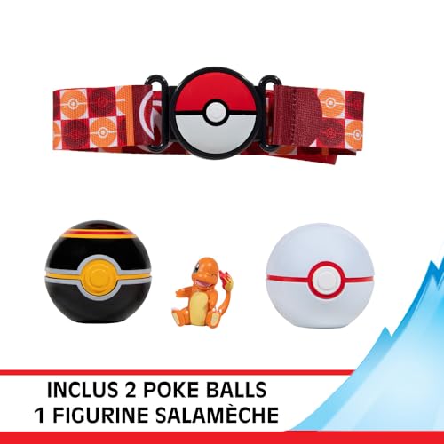 Ceinture - BANDAI - Pokémon Clip 'N' Go - 1 ceinture, 2 Poké Balls et 1 figurine Salameche 5 cm