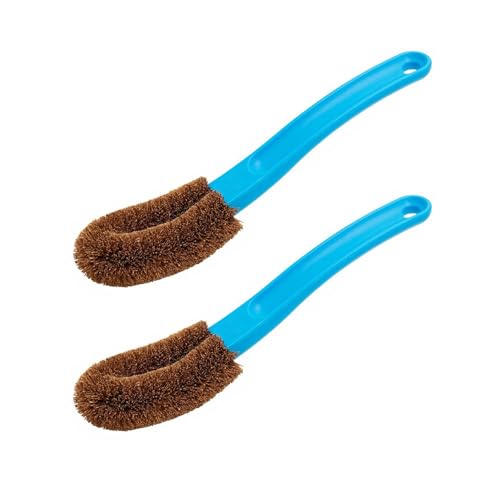 Image of Kamenoko Jump - Japanese Kitchen Scrub Brush with Handle - Set of 2 - Small - Blue - Cleaning Brush for Kitchen, Bath, and Shoes - Made in Japan