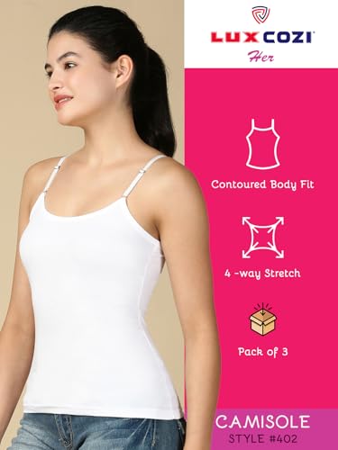 Image of Lux Cozi Premium Cotton Regular Fit Camisole for Women - Pack of 4
