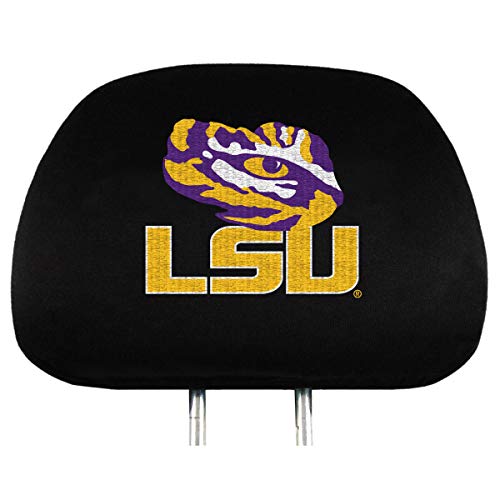 FANMATS NCAA LSU Tigers Head Rest Covers, 2-Pack, Black, 14