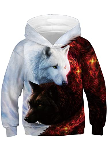 Amenxi Sweats à Capuche Enfant Garçons Filles 3D Imprimé Hoodie Poches à Cordon Sweat-Shirt Célébrer Noël 4-16 Ans (Christmas Stocking, Height:125-145CM)