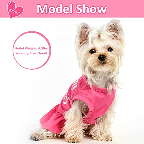 Father Day Dog Clothes For Small Dogs Girl I Love My Mom/Day Dog Dresses Female Summer Pet Clothes Puppy Outfit Cute Cat Apparel Skirt Pink Clothing Breathable Dog Dress For Chihuahua Costume #TOP1