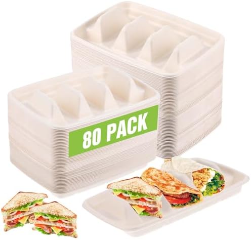 80 Pack Disposable Taco Holders for Party, Taco Stands for 3 Tacos, Pulp Fiber Taco Plates, Taco Tray Holder Keeps Your Tacos Upright, Taco Stands Taco Trays for Taco Party/Taco Night/Taco Tuesday