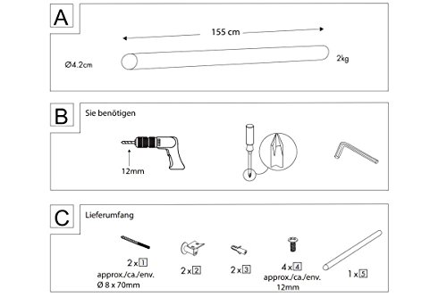 Preisvergleich Produktbild Livarno® Handlauf Set 155cm für Innen- & Außen - Geländer