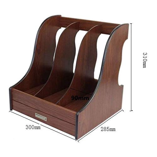 revistero, Archivador de escritorio, archivador de grano de madera for oficina en casa, administrador de archivos, carpeta, estante de almacenamiento for revistas y libros(Three Grids) - imagen 2