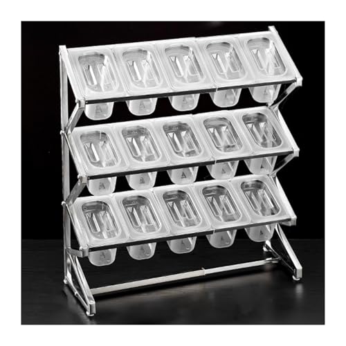 Juego de especieros comerciales, condimentos, ensalada, mermelada, ingredientes, dispensador de alimentos, estante organizador de condimentos de acero inoxidable expandible, estante organizador para