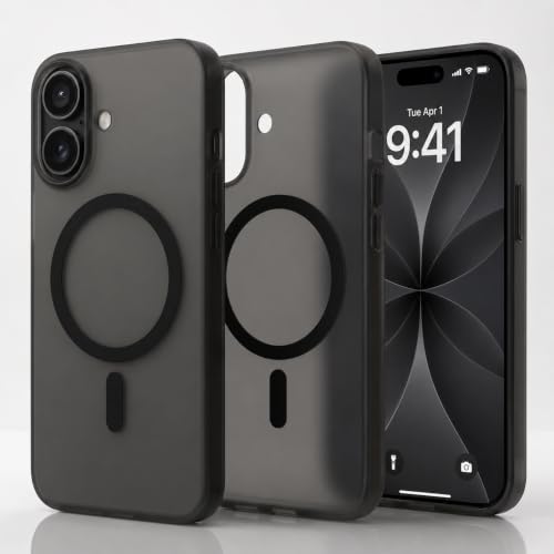 Image of DIZORO Matte Case for iPhone 17 6.3-Inch Compatible with MagSafe, Camera Lens Full Protection, Shockproof Translucent Frosted TPU Soft Phone Cover, Anti-Fingerprint (Black)